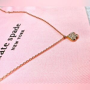NWT Kate Spade Cubic Zirconia Necklace - Everyday Spade in Rose Gold w/ Bag
